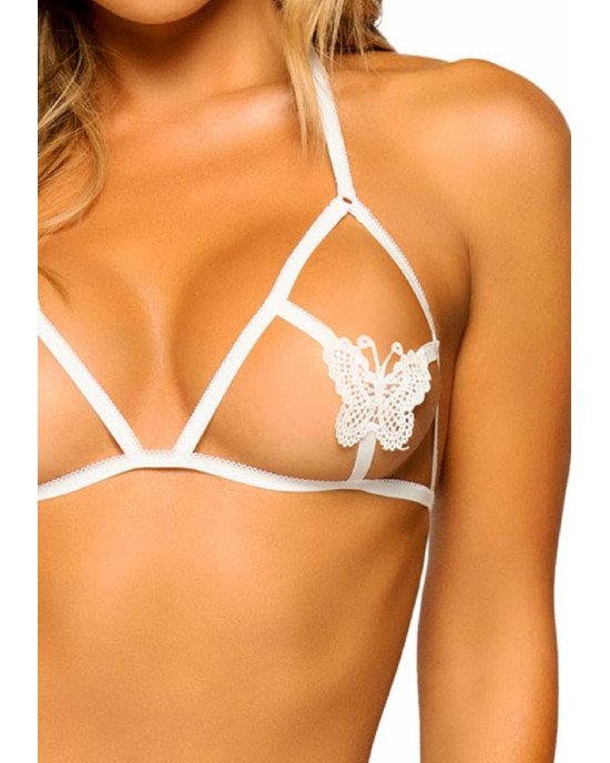 Комплект Leg Avenue Open cup bra and pearl panty White Комплект Leg Avenue Open cup bra and pearl panty White