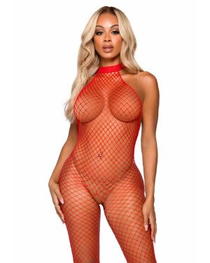 Бодістокінг Leg Avenue Racer neck bodystocking Red