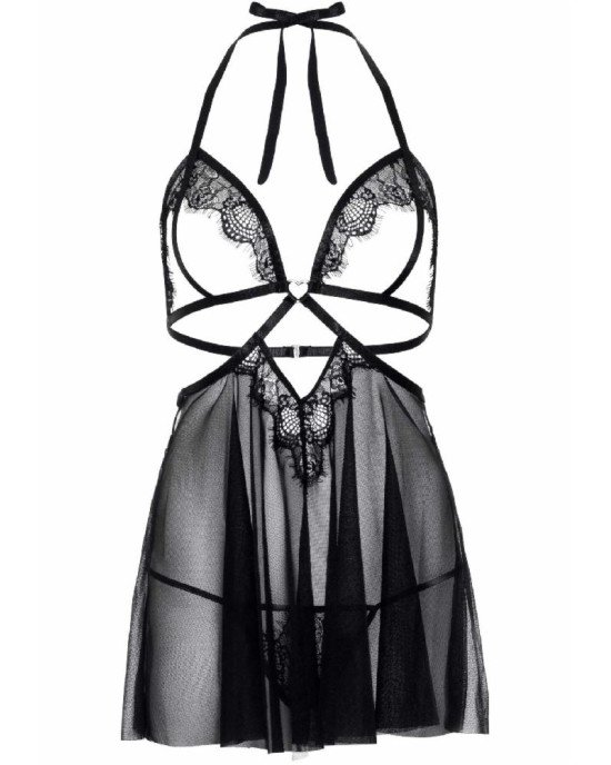 Пеньюар Leg Avenue Lace and mesh babydoll & panty Black L Пеньюар Leg Avenue Lace and mesh babydoll & panty Black L
