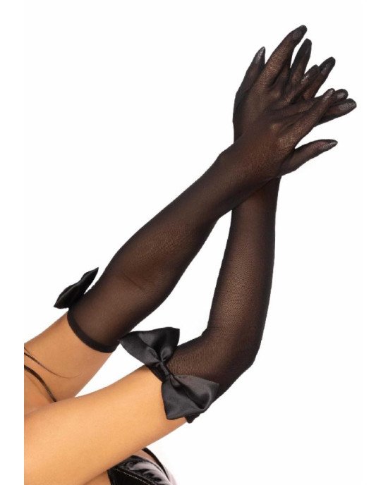 Довгі рукавички Leg Avenue Opera length bow top gloves Black Довгі рукавички Leg Avenue Opera length bow top gloves Black
