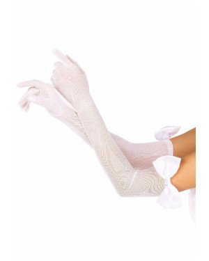 Довгі рукавички Leg Avenue Opera length bow top gloves White Довгі рукавички Leg Avenue Opera length bow top gloves White