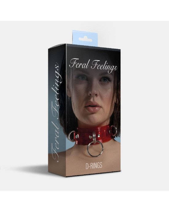 Нашийник для фіксації Feral Feelings - D-Rings Red Trasparent