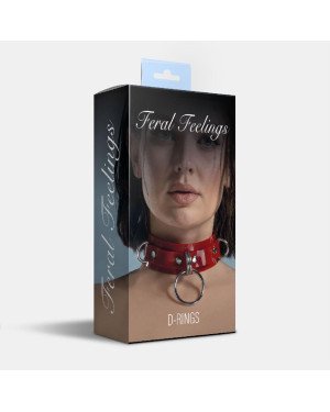Нашийник для фіксації Feral Feelings - D-Rings Red Нашийник для фіксації Feral Feelings - D-Rings Red