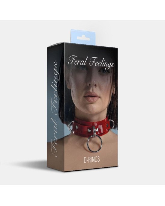 Нашийник для фіксації Feral Feelings - D-Rings Red