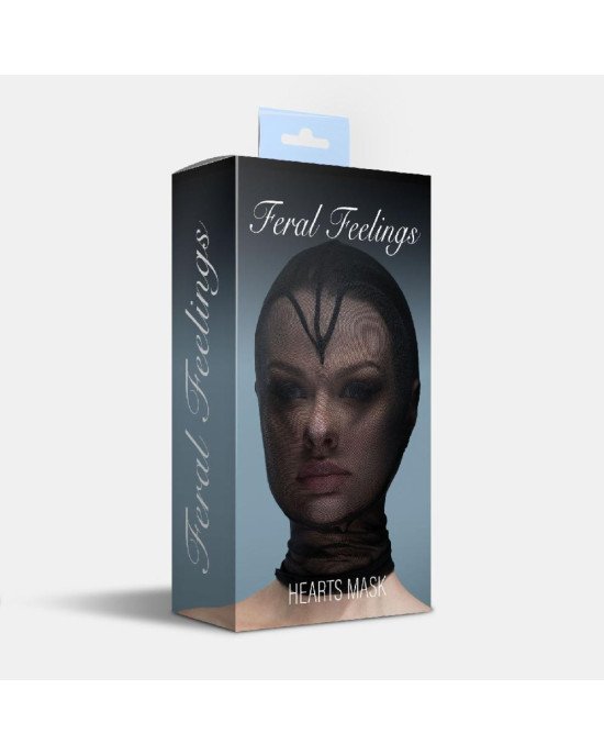 Маска серце сітка із повністю закритим обличчям Feral Feelings - Hearts Mask Black/Black Маска серце сітка із повністю закритим обличчям Feral Feelings - Hearts Mask Black/Black
