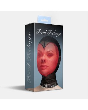 Маска серце сітка із повністю закритим обличчям Feral Feelings - Hearts Mask Black/Red