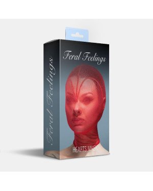 Маска серце сітка із повністю закритим обличчям Feral Feelings - Hearts Mask Red/Red