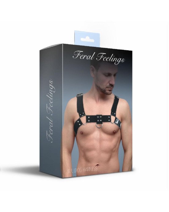 Чоловіча портупея на груди Feral Feelings - Bulldog Harness Black Чоловіча портупея на груди Feral Feelings - Bulldog Harness Black