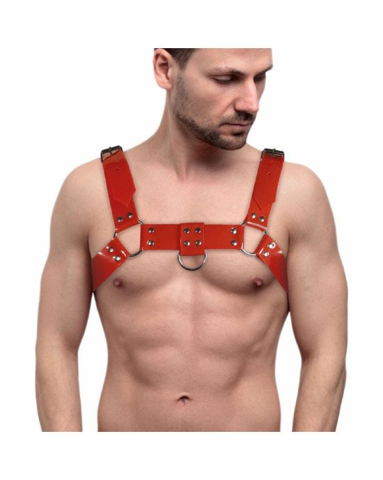 Чоловіча портупея на груди Feral Feelings - Bulldog Harness Red Чоловіча портупея на груди Feral Feelings - Bulldog Harness Red