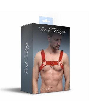 Чоловіча портупея на груди Feral Feelings - Bulldog Harness Red