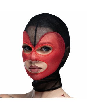 Маска серце сітка з відкритим ротом та очима Feral Feelings - Hearts Mask Black/Red