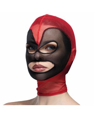 Маска серце сітка з відкритим ротом та очима Feral Feelings - Hearts Mask Red/Black