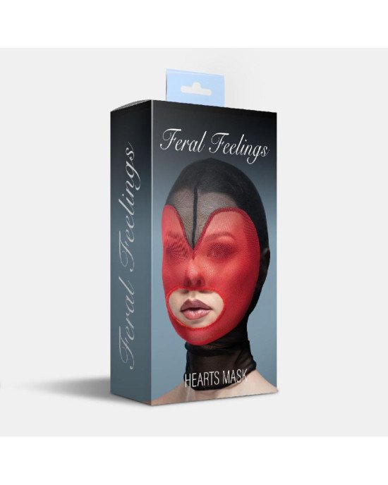 Маска серце сітка з відкритим ротом Feral Feelings - Hearts Mask Black/Red Маска серце сітка з відкритим ротом Feral Feelings - Hearts Mask Black/Red