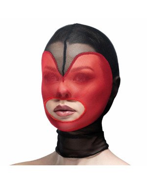 Маска серце сітка з відкритим ротом Feral Feelings - Hearts Mask Black/Red