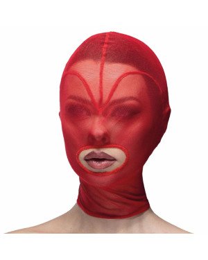 Маска серце сітка з відкритим ротом Feral Feelings - Hearts Mask Red/Red