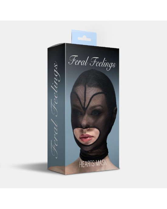 Маска серце сітка з відкритим ротом Feral Feelings - Hearts Mask Black/Black Маска серце сітка з відкритим ротом Feral Feelings - Hearts Mask Black/Black