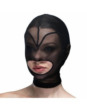 Маска серце сітка з відкритим ротом Feral Feelings - Hearts Mask Black/Black