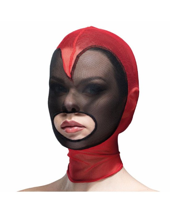 Маска серце сітка з відкритим ротом Feral Feelings - Hearts Mask Red/Black Маска серце сітка з відкритим ротом Feral Feelings - Hearts Mask Red/Black