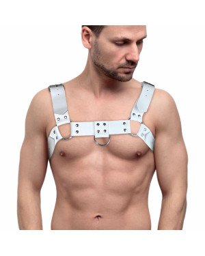 Чоловіча портупея на груди з натуральної шкіри Feral Feelings - Bulldog Harness White