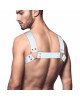 Чоловіча портупея на груди з натуральної шкіри Feral Feelings - Bulldog Harness White Чоловіча портупея на груди з натуральної шкіри Feral Feelings - Bulldog Harness White
