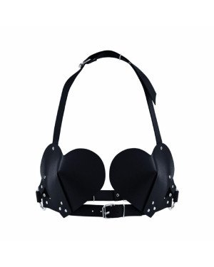 Ліф Серце з натуральної шкіри Feral Feelings - Hearts Bra Black