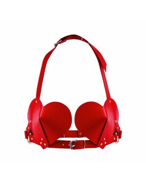 Ліф Серце з натуральної шкіри Feral Feelings - Hearts Bra Red