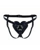 Трусики Серце для страпону з натуральної шкіри Feral Feelings - Hearts Strap-on Belt Black