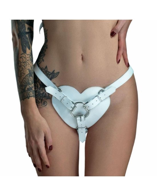 Трусики Серце для страпону з натуральної шкіри Feral Feelings - Hearts Strap-on Belt White Трусики Серце для страпону з натуральної шкіри Feral Feelings - Hearts Strap-on Belt White