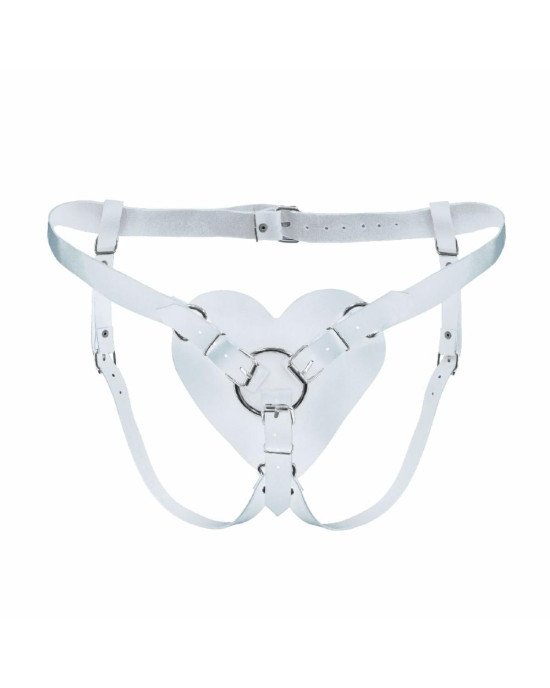 Трусики Серце для страпону з натуральної шкіри Feral Feelings - Hearts Strap-on Belt White Трусики Серце для страпону з натуральної шкіри Feral Feelings - Hearts Strap-on Belt White