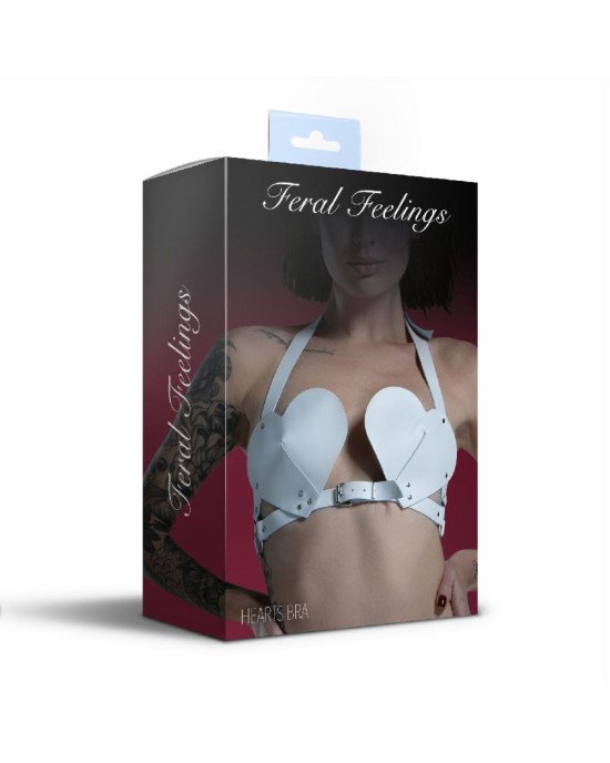 Ліф Серце з натуральної шкіри Feral Feelings - Hearts Bra White Ліф Серце з натуральної шкіри Feral Feelings - Hearts Bra White