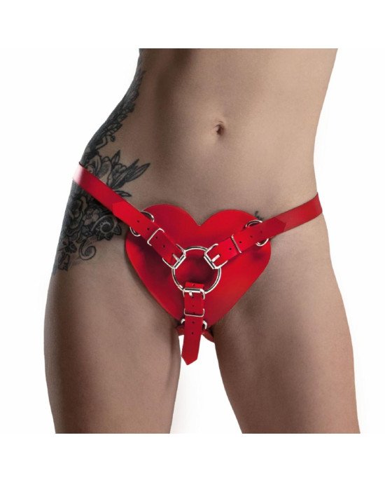 Трусики Серце для страпону з натуральної шкіри Feral Feelings - Hearts Strap-on Belt Red Трусики Серце для страпону з натуральної шкіри Feral Feelings - Hearts Strap-on Belt Red