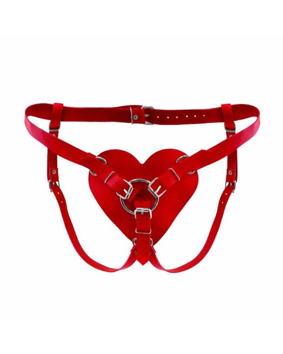 Трусики Серце для страпону з натуральної шкіри Feral Feelings - Hearts Strap-on Belt Red Трусики Серце для страпону з натуральної шкіри Feral Feelings - Hearts Strap-on Belt Red
