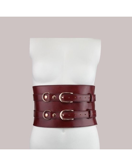 Шкіряний пояс для бондажу Liebe Seele Wine Red Waist Cuff S Size