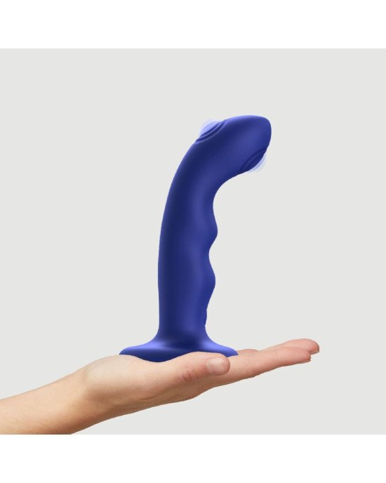 Насадка для страпона з подвійною точковою пульсацією Strap-On-Me TAPPING DILDO WAVE - NIGHT BLUE Насадка для страпона з подвійною точковою пульсацією Strap-On-Me TAPPING DILDO WAVE - NIGHT BLUE