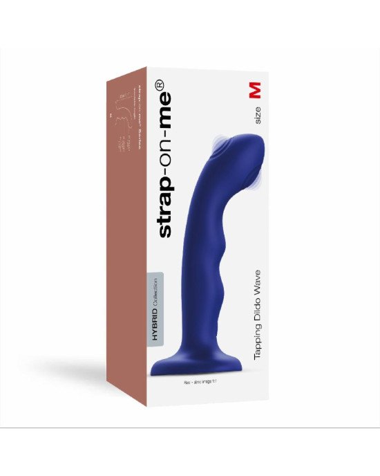 Насадка для страпона з подвійною точковою пульсацією Strap-On-Me TAPPING DILDO WAVE - NIGHT BLUE Насадка для страпона з подвійною точковою пульсацією Strap-On-Me TAPPING DILDO WAVE - NIGHT BLUE