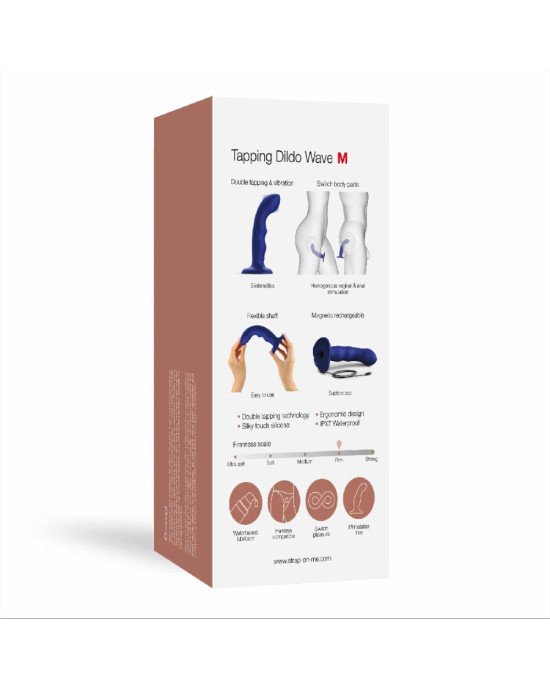 Насадка для страпона з подвійною точковою пульсацією Strap-On-Me TAPPING DILDO WAVE - NIGHT BLUE Насадка для страпона з подвійною точковою пульсацією Strap-On-Me TAPPING DILDO WAVE - NIGHT BLUE