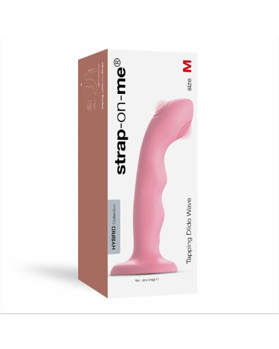 Насадка для страпону з подвійною точковою пульсацією Strap-On-Me TAPPING DILDO WAVE - CORAL PINK