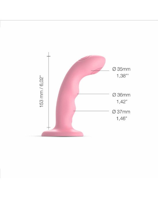Насадка для страпону з подвійною точковою пульсацією Strap-On-Me TAPPING DILDO WAVE - CORAL PINK