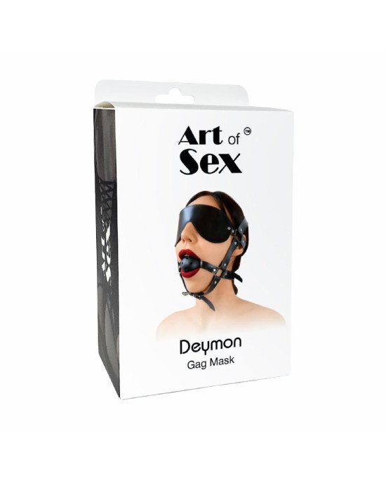 Кляп-маска Art of Sex - Deymon, Еко шкіра, колір Чорний Кляп-маска Art of Sex - Deymon, Еко шкіра, колір Чорний