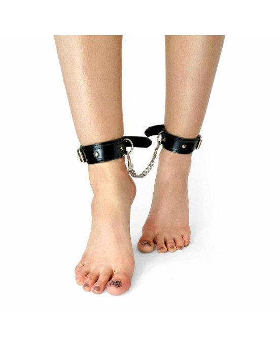 BDSM набір наручники і поножі Art of Sex - Emoji, Еко шкіра, колір Чорний BDSM набір наручники і поножі Art of Sex - Emoji, Еко шкіра, колір Чорний