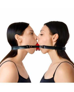 Подвійний кляп Art of Sex - Twins, натуральна шкіра
