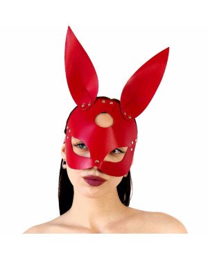 Шкіряна маска Зайчика Art of Sex - Bunny mask, колір Червоний