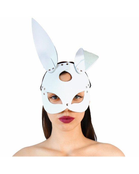 Шкіряна маска Зайчика Art of Sex - Bunny mask, колір Білий Шкіряна маска Зайчика Art of Sex - Bunny mask, колір Білий
