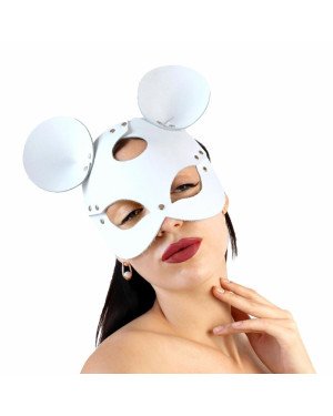 Шкіряна маска зайчика Art of Sex - Mouse Mask, колір Білий