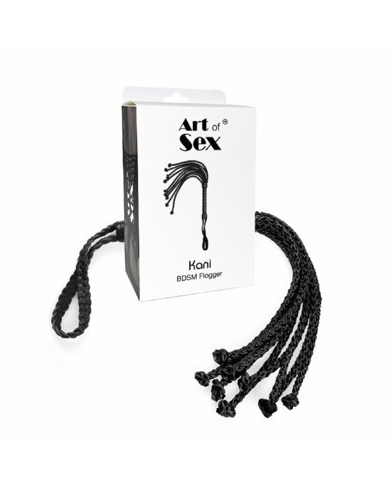 Ажурний батіг кішка з Еко шкіри Art of Sex - Kani, колір Чорний