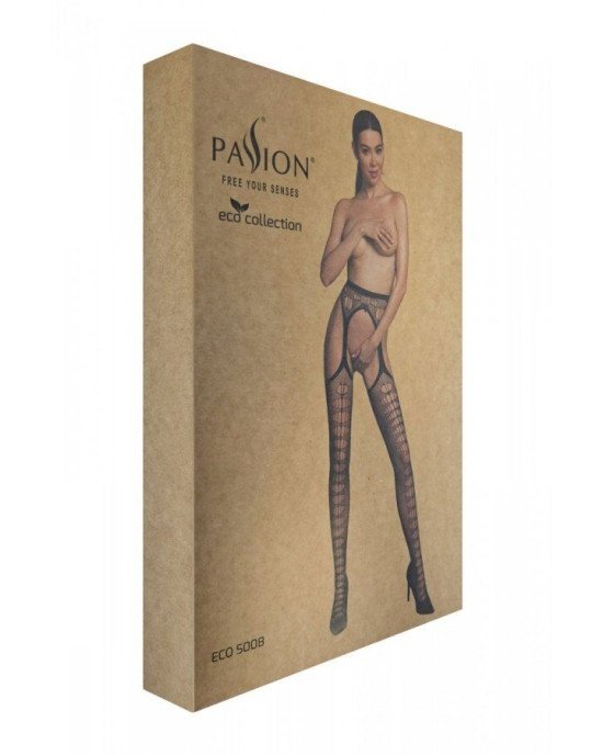 Еротичні колготки-бодістокінг Passion ECO S008 black Еротичні колготки-бодістокінг Passion ECO S008 black