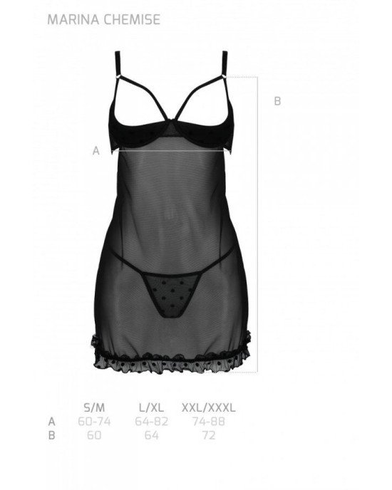 Пеньюар MARINA CHEMISE black XXL/XXXL - Passion Пеньюар MARINA CHEMISE black XXL/XXXL - Passion