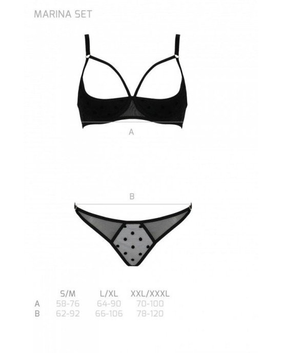 Комплект MARINA SET WITH OPEN BRA black XXL/XXXL - Passion Комплект MARINA SET WITH OPEN BRA black XXL/XXXL - Passion