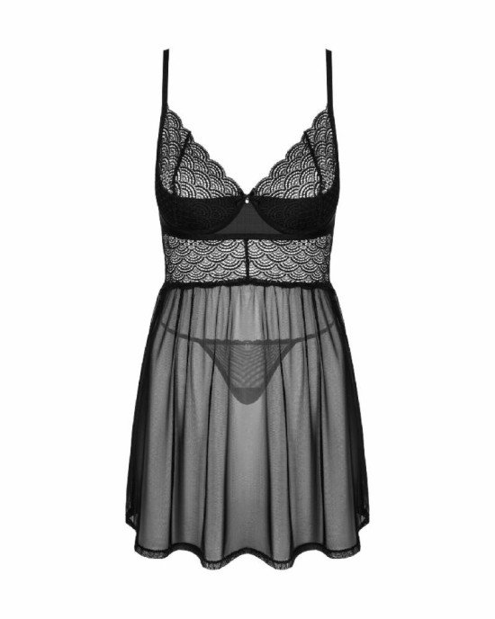 Пеньюар і трусики Obsessive Chemeris babydoll & thong XL/2XL Пеньюар і трусики Obsessive Chemeris babydoll & thong XL/2XL
