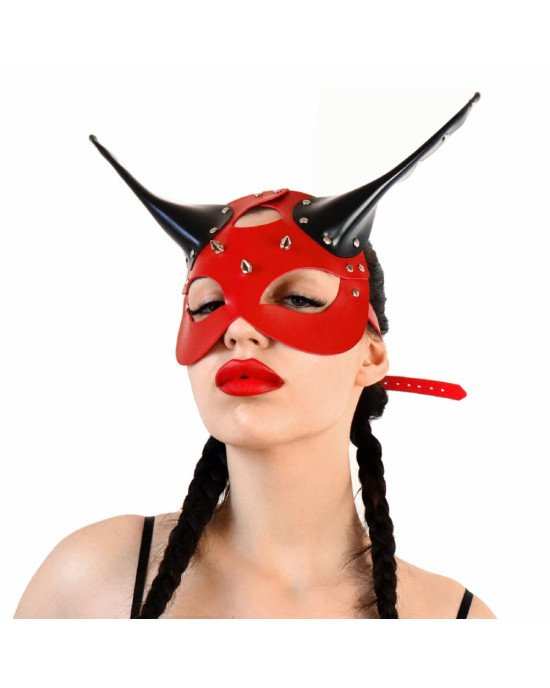 Шкіряна маска Art of Sex - Lucifer Red&Black Шкіряна маска Art of Sex - Lucifer Red&Black